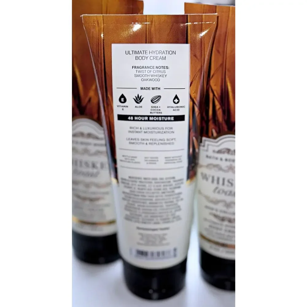 Bath & Body Works Whiskey Toast for MEN 8oz Ultimate Hydration Body Cream x3
